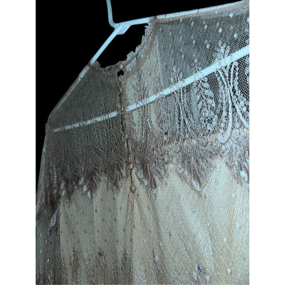 RARE VINTAGE SHOWSTOPPER BEAUTIFUL Vintage Rina diMontella Beige Rhinestones Sil - Picture 10 of 13